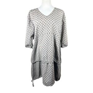 The Masai Clothing Company Gray Polka Dot Lagenlook V-Neck Tiered Dress Womens